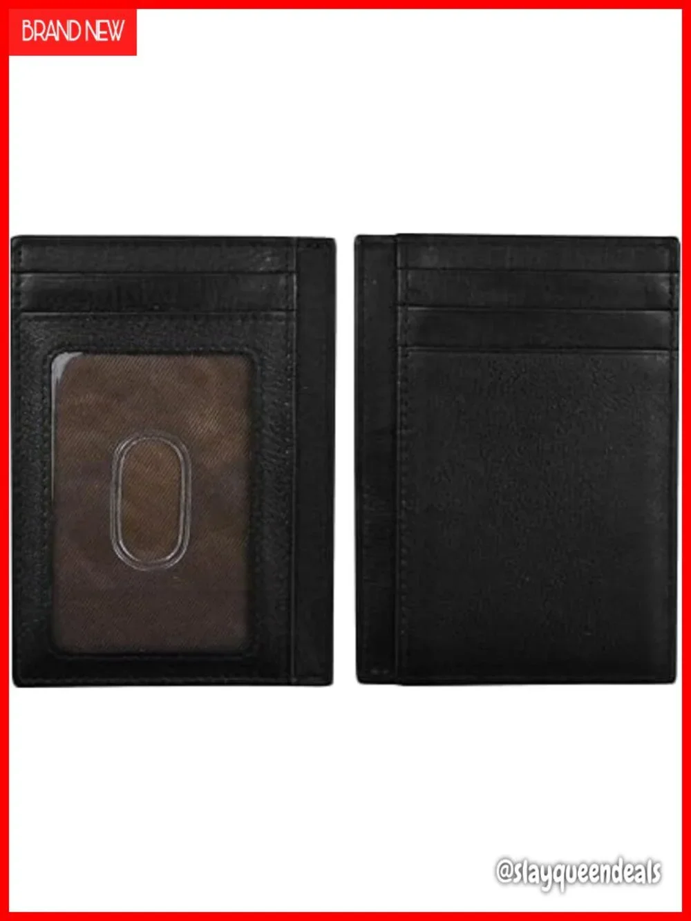 Genuine Leather Slim RFID Card Holder - 7 Slots, ID Window
